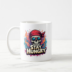 Bleibe Hungry Skull Bandana Hustler Grafik-T-Shirt Kaffeetasse