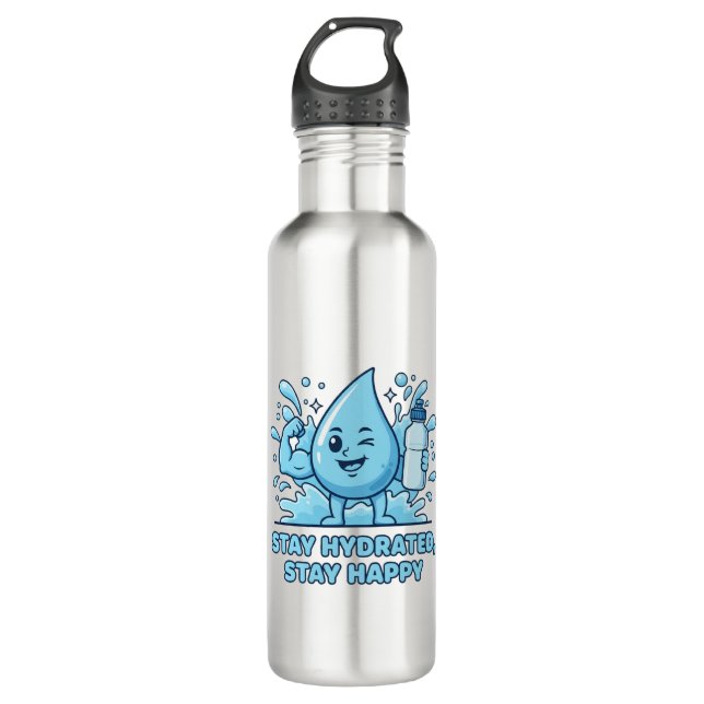 Bleibe Hydrated, Bleibe Happy Edelstahlflasche (Vorderseite)