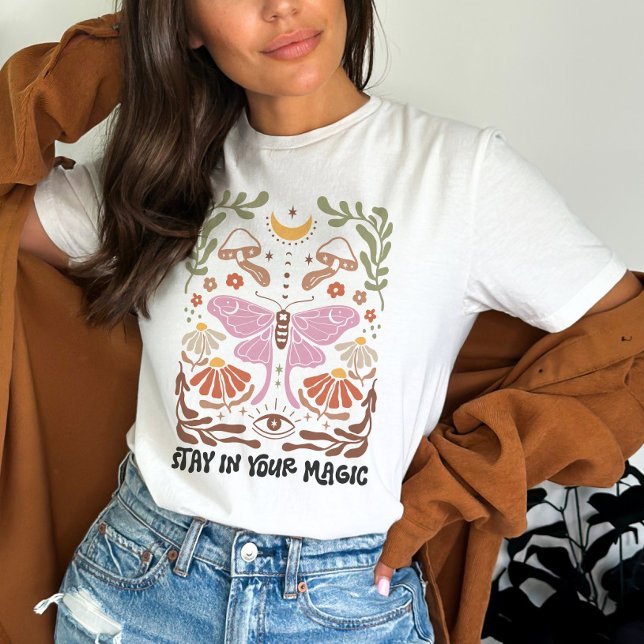 Bleibe in Deinem Zitat zum Blumenzauber T-Shirt (Von Creator hochgeladen)