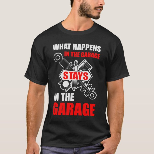 Bleibe in der Garage - Funny Vater Geschenk T-Shirt (Vorderseite)