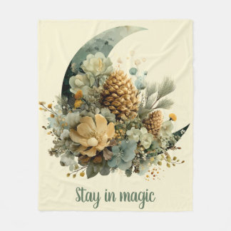 Bleibe in Magic Winter Moon Design Fleecedecke