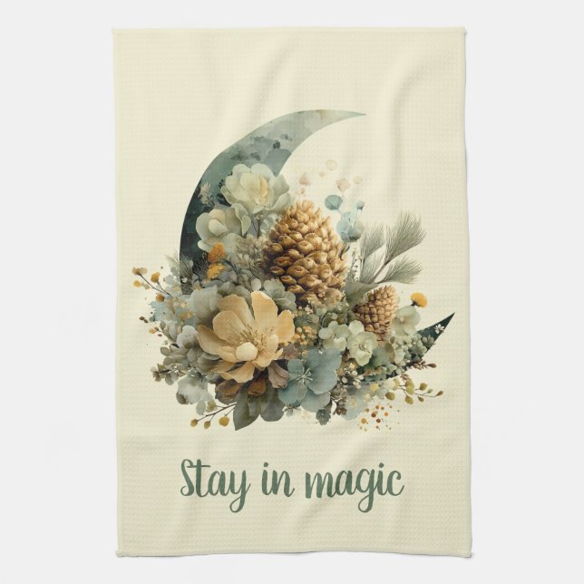 Bleibe in Magic Winter Moon Design Geschirrtuch (Vertikal)