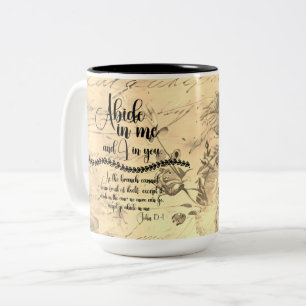 Bleibe in mir KJV Bibelvers Zweifarbige Tasse