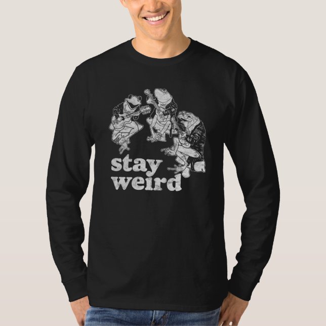 Bleibe komisch! Niedliche Frogs & Mushrooms Guitar T-Shirt (Vorderseite)