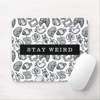 Bleibe komische Schwarz-Weiß-Anatomie-Biologie Mousepad