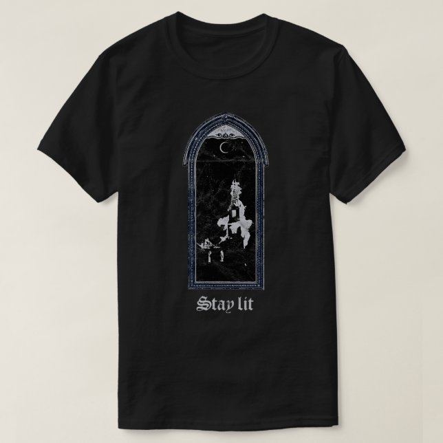 Bleibe Lit Occult Gothic Grunge Satan Burning Chur T-Shirt (Design vorne)