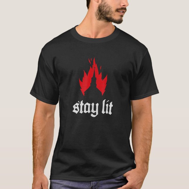 Bleibe Lit Occult Satan Devil Hell Goth Burning Ch T-Shirt (Vorderseite)