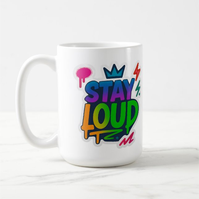Bleibe Loud Graffiti Neon Artwork Kaffeetasse (Links)