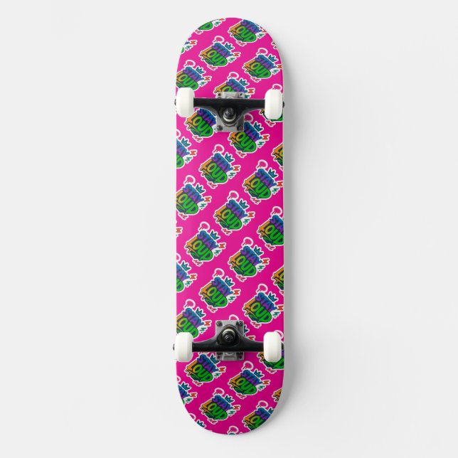 Bleibe Loud Graffiti Neon Artwork Skateboard (Vorderseite)