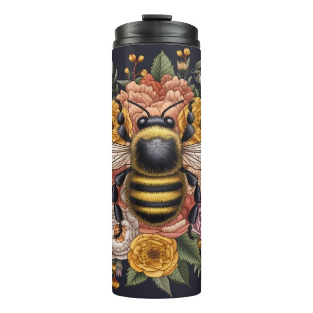 Bleibe mit unserer Biene und erfrischt Thermosbecher (Vorderseite)