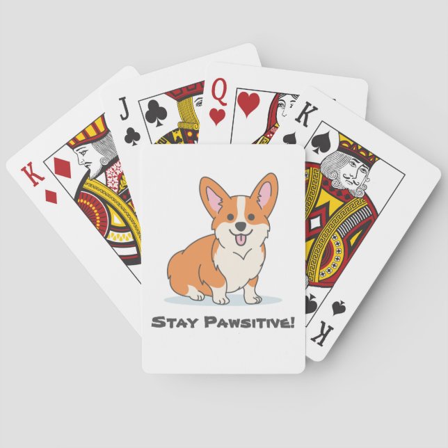 Bleibe Pawsitive, Bleibe positive, Niedliche Dog P Spielkarten (Rückseite)