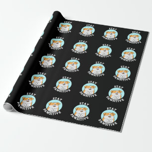 Bleibe Pawsitive Funny lächelnd Dog Pun Dark BG Geschenkpapier