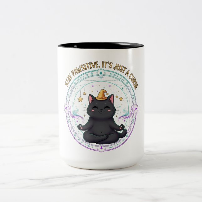 Bleibe Pawsitive Halloween Zweifarbige Tasse (Mittel)
