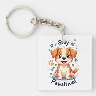 Bleibe Pawsitive Hunde Lover tee Schlüsselanhänger