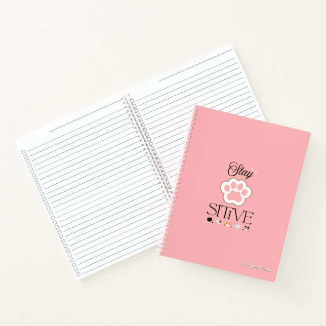 Bleibe Pawsitive Niedlich Pet Puns Notebook Notizbuch (Innenseite)