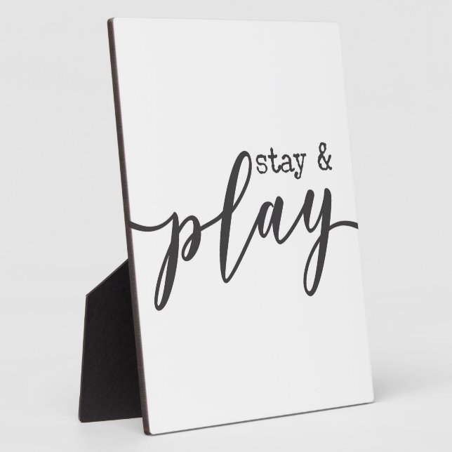 Bleibe & Play Kid's Playroom Sign Fotoplatte (Seite)