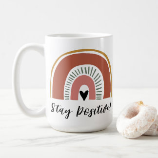 Bleibe Positiv! Niedlicher Boho-Regenbogen Kaffeetasse