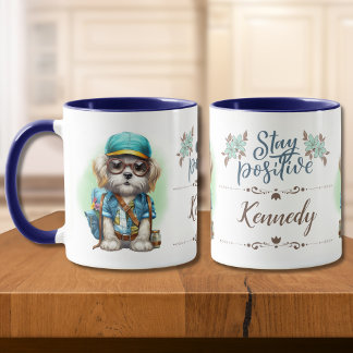 Bleibe Positiver Hundeschleihbeutel Personalisiert Tasse
