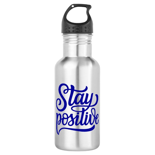 Bleibe Positives Blau Edelstahlflasche (Vorderseite)