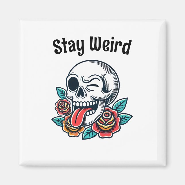 Bleibe Retro-Skull Magnet (Vorne)