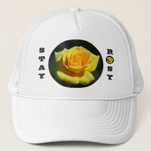 Bleibe Rosy Yellow Rose Hat Truckerkappe