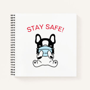 BLEIBE SAFE! BULLDOG WEARING MASK Spiralnotebook Notizbuch