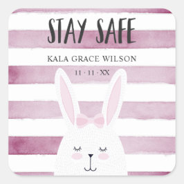 Bleibe Safe Quote Funny Bunny Weihnachten Quadratischer Aufkleber