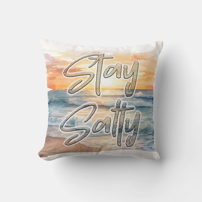 Bleibe Salty Sunset Beach Kissen (Vorderseite)