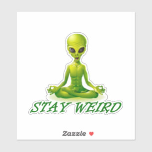 Bleibe seltsam mit einer Zen-grünen Alien Aufkleber