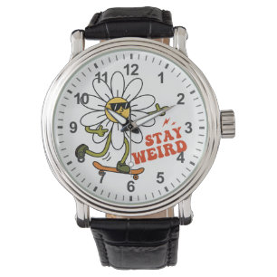Bleibe seltsame Skateboarding Daisy Armbanduhr