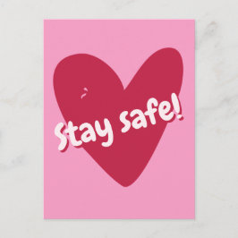 Bleibe sicher! Big Pink Heart - Corona Ermutigung Postkarte