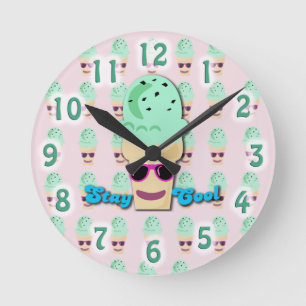 Bleibe Sie coolen Eiscreme-Kegel Runde Wanduhr