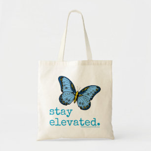 "Bleibe Sie erhöhte" blaue Schmetterlings-Tasche Tragetasche