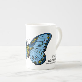 "Bleibe Sie erhöhte" blaue Schmetterlings-Tasse Prozellantasse