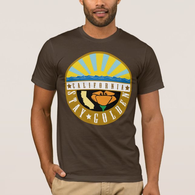 Bleibe Sie goldenes Kalifornien-Farbemblem-Shirt T-Shirt (Vorderseite)