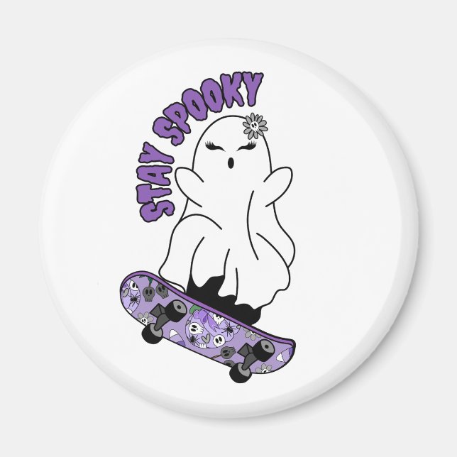"Bleibe Spooky"-Geist auf einem Skateboard - Cool  Magnet (Vorne)