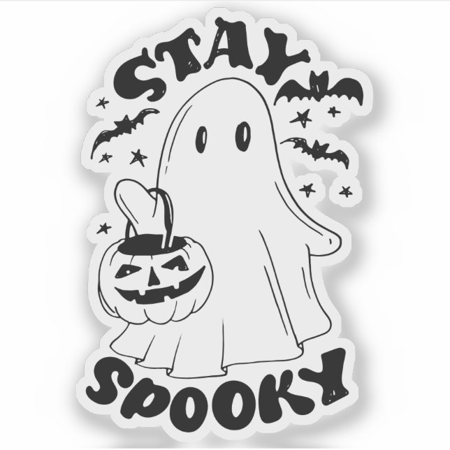 Bleibe Spooky Ghost Aufkleber (Vorderseite)