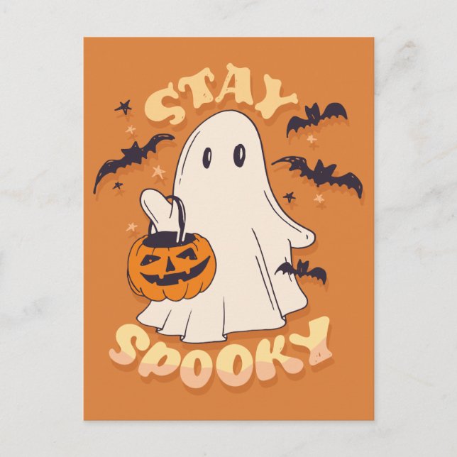 Bleibe Spooky Ghost Postkarte (Vorderseite)