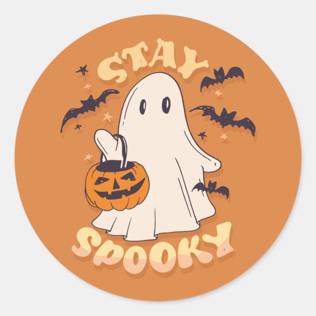 Bleibe Spooky Ghost Runder Aufkleber (Vorderseite)