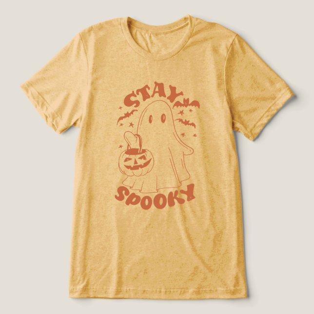 Bleibe Spooky Ghost Tri-Blend Shirt (Design Vorderseite)
