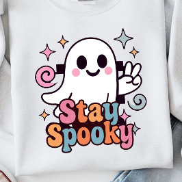 Bleibe Spooky Groovy Ghost Retro Pastel Halloween Sweatshirt