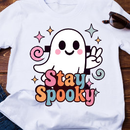 Bleibe Spooky Groovy Ghost Retro Pastel Halloween T-Shirt