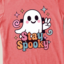 Bleibe Spooky Groovy Ghost Retro Pastel Halloween Tri-Blend Shirt