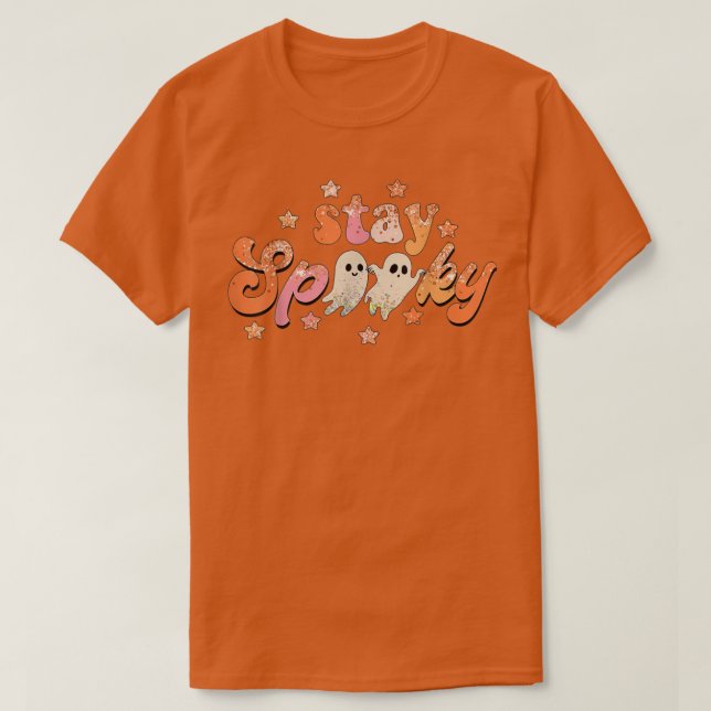Bleibe Spooky Halloween Groovy Floral Ghost Hippie T-Shirt (Design vorne)
