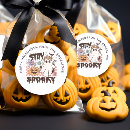 Bleibe Spooky Halloween Groovy Leckerei Bag Sticke Runder Aufkleber