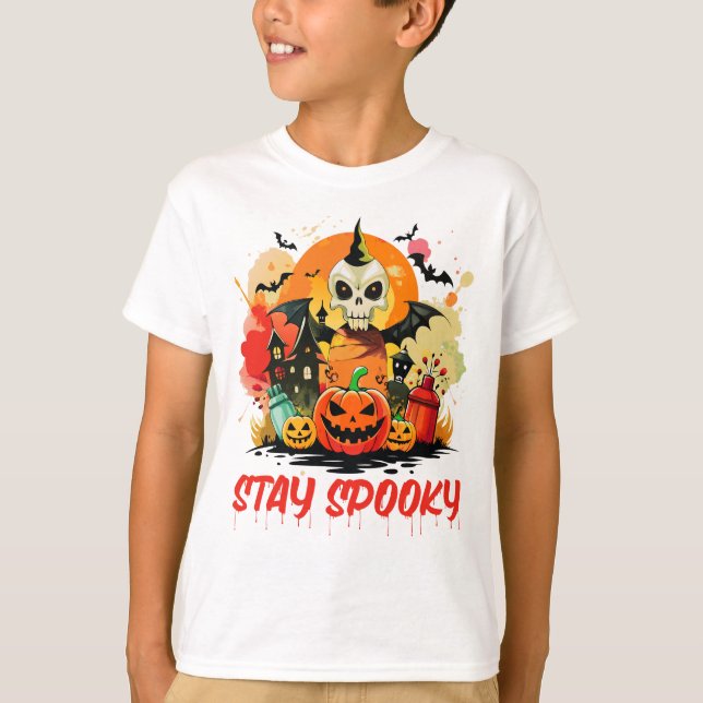 Bleibe Spooky Halloween Kids T-Shirt (Vorderseite)
