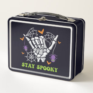 Bleibe Spooky Halloween Skeleton Hand Metall Brotdose