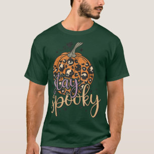 Bleibe Spooky Hippie Groovy Vibes Leopard Pumpkin T-Shirt