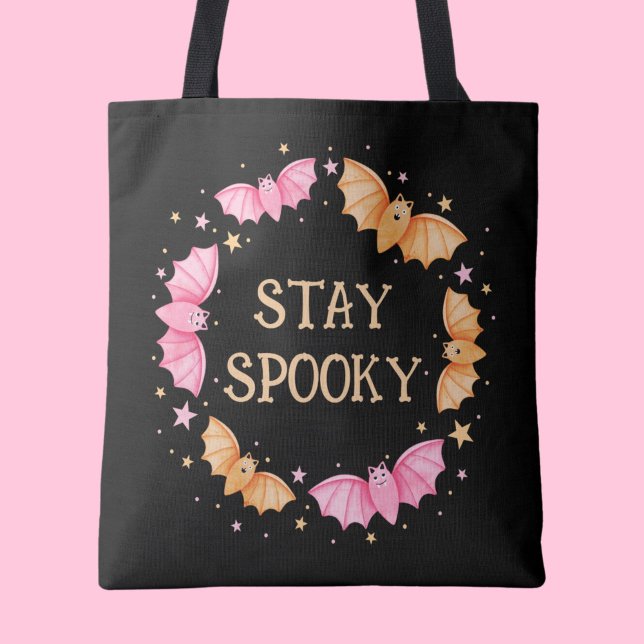 Bleibe Spooky Niedlich Bats Pastel Halloween Tasche (Stay Spooky Cute Bats Pastel Halloween Tote Bag)