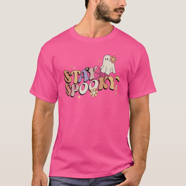 Bleibe Spooky Niedlich Creepy Ghost Blume Hallowee T-Shirt (Vorderseite)
